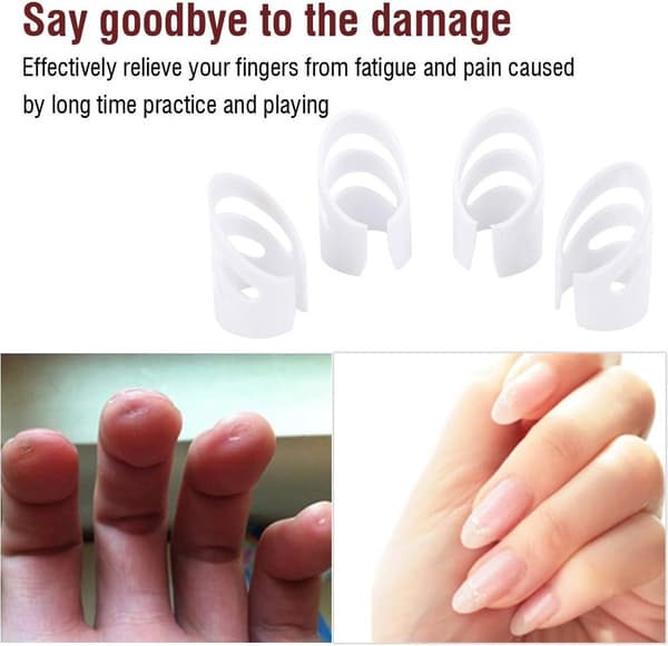 e Sæt af 4 Plastik Fingerbeskyttere til Basguitar, Ukulele,