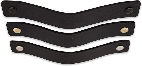 Lædermøbelgreb - 3 stk. - 13,5 x 2,5 cm - Møbelgreb, dørgreb til køkken, badeværelse, skabe, kommode, træsort
