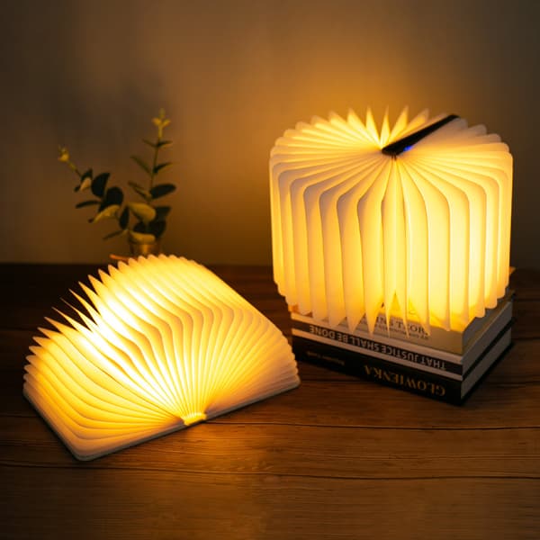 Rød LED Træboglampe, Foldbar Magnetisk Boglys, USB