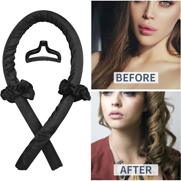 Varmefrie krøllevalser, Varmefrie, Silkebånd, Krøllejern, Hårclipskrøller, Lazy Hair Claw Clip Hårcrøller, Naturlige