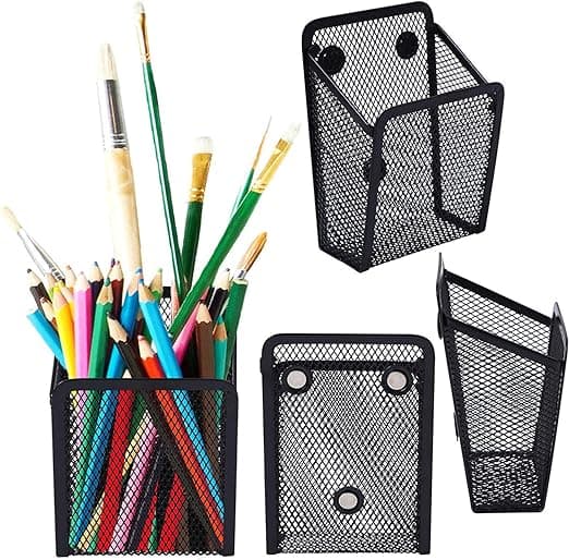 2-delt Sort Magnetisk Blyantsæske Magnetisk Penneholder Mesh