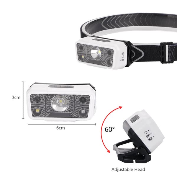 1 stk LED oppladbar sterk lys hodelykt polymerbatteri