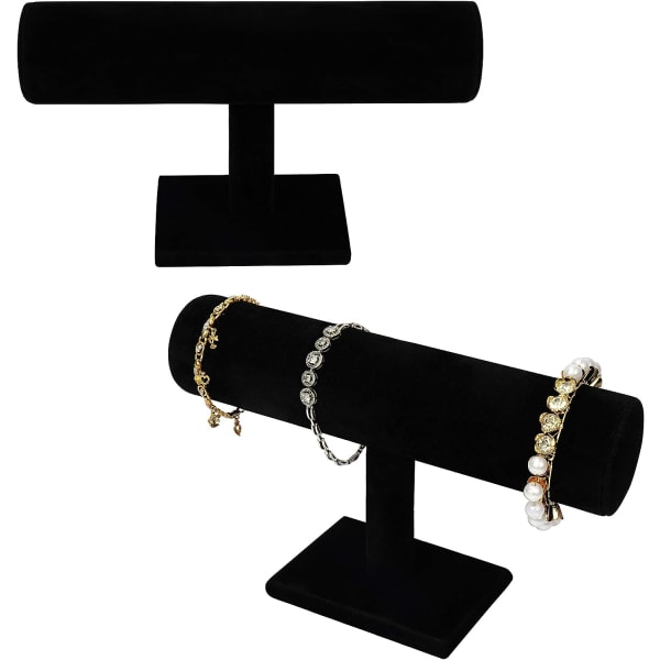 2 stycken (Svart) Sammet T Bar Armband Smycken Display Stand