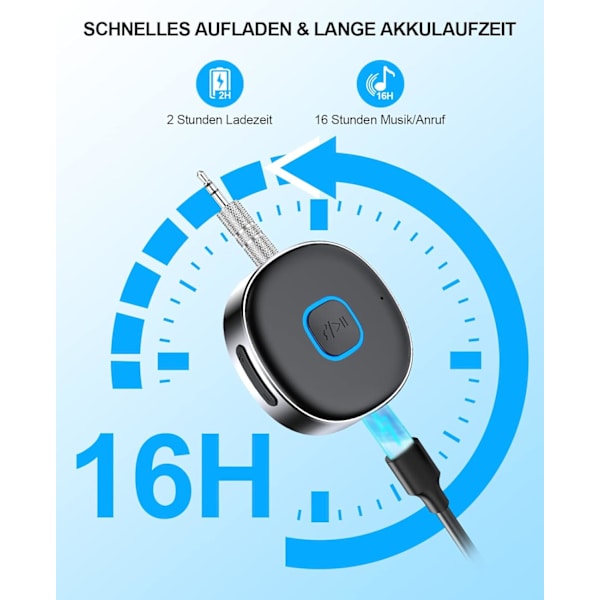Bil Bluetooth AUX-adapter, Trådlös Bluetooth 5.0-mottagare,