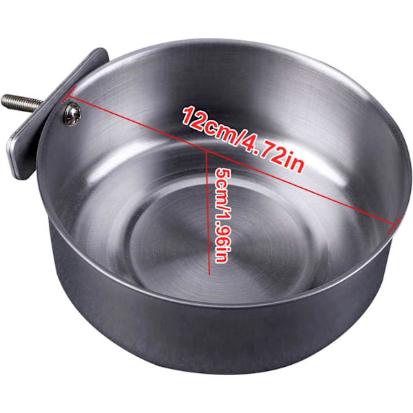 2 kpl (12 cm pyöreä) Ruostumattomasta teräksestä valmistettu papukaijan ruokakulho