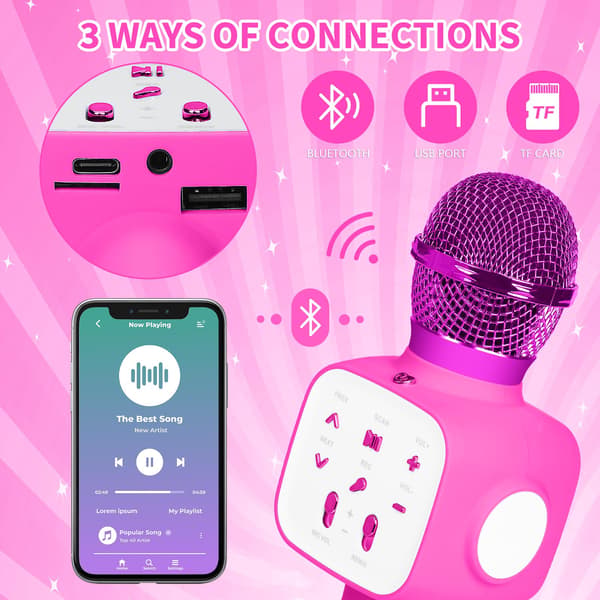 1 pink mikrofon karaoke maskine til børn
