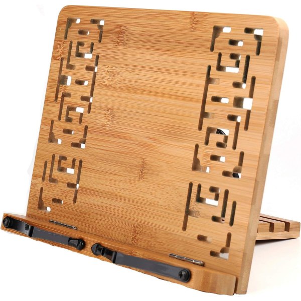 Bambus bogholder med stilfuldt retro hult design - justerbar