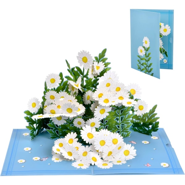 1 kpl 3D Daisy -onnittelukortti, Pop Up -kukkakortti, syntymäpäivä