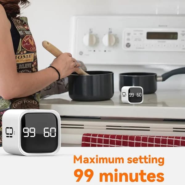 Multifunktionel kube-timer - Digitalt ur med stort LCD-display, 5/10/30/60 min. & nedtælling til studier, arbejde, køkken, sengebord
