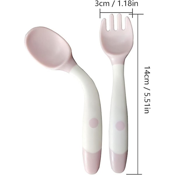 2 kpl vauvan harjoituslusikka ja haarukka, joustava ja lämmönkestävä oppimislusikka, helppo tarttua, haarukka vauvoille ja taaperoille