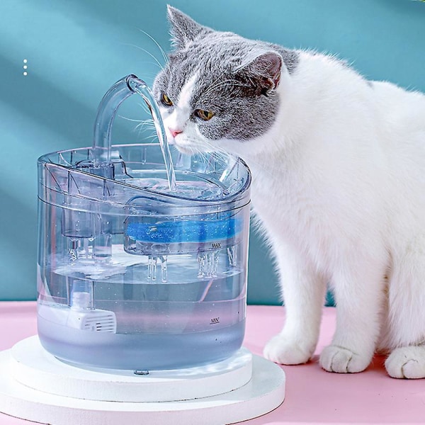 1,8L Automatisk Kattefontæne Cirkulerer og Filtrerer Transparent Vandpumpe til Kæledyrsfontæne, Stille Vandforsyning til Katte og Hunde