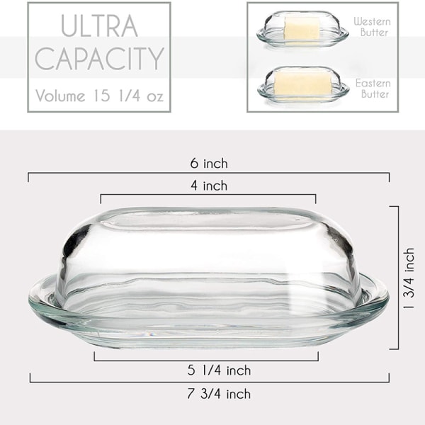 1 st (transparent) Smörlåda i glas, fat, oval formad