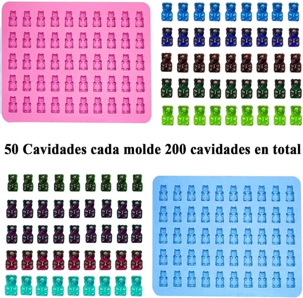 Sæt med 4 Silikon Gummyforme til Gummies, til 200 Slik, med 4 Dryppere, til DIY Karamel Gele, Coo