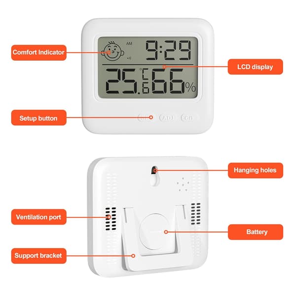 1 stk Mini Digital Hygrometer Termometer, Bærbar Høy Nøyaktighet