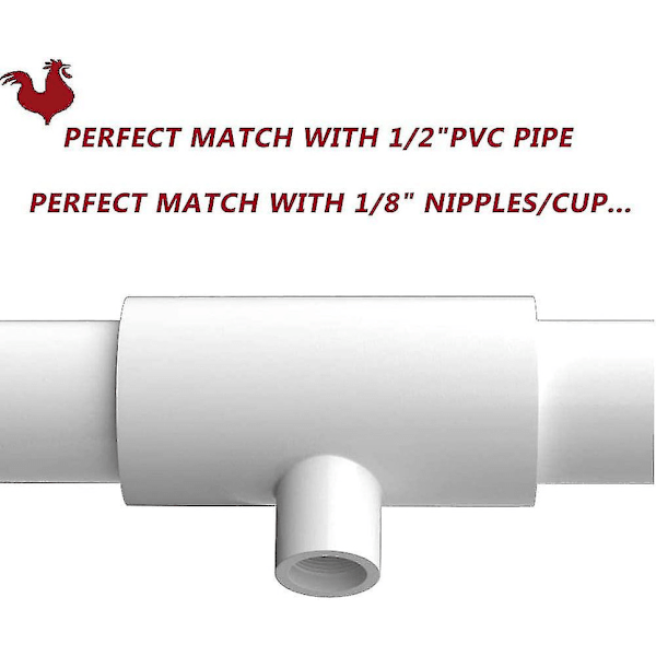 Kyckling Vattenkopp, 4-Pack Kyckling Vattenkopp PVC T-Kopplingar, Med 1/8 Tums Ftp-Gängor, Automatisk Kyckling Vattenkopp För Kyckling Ankor Vaktel