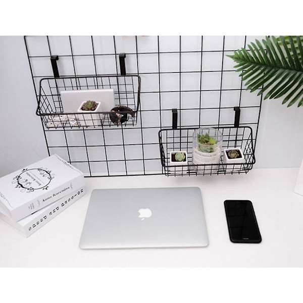 Korg med krok Grid Förvaringskorg, Häng den bakom en dörr eller på en räcke, Över skåpsdörren, Liten, Svart, 2-pack