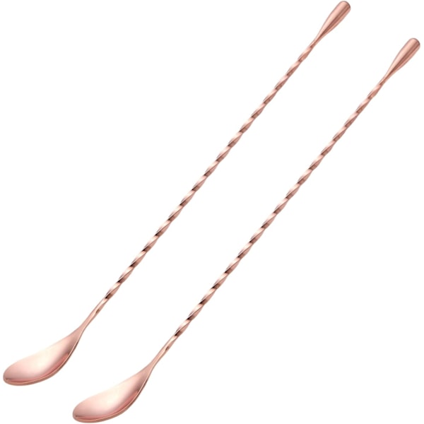 2 st 12 tum Bar Spoon, Långskaftad Blandningsomrörare för Dryck, Roséguld