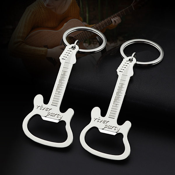 Gitarrformad Flasköppnare Multifunktionell Ölburk (Silver)