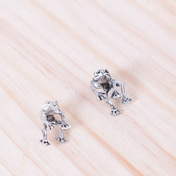 Vändbara Frog örhängen, Frog Lover smycken, Unisex Frog Design