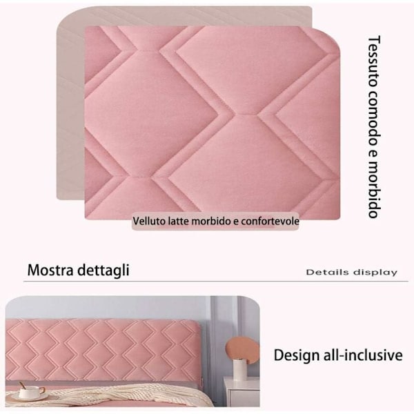 Beige 160cm Dubbel Sammet Sänggavel Överdrag för Dubbel/Enkelsäng,
