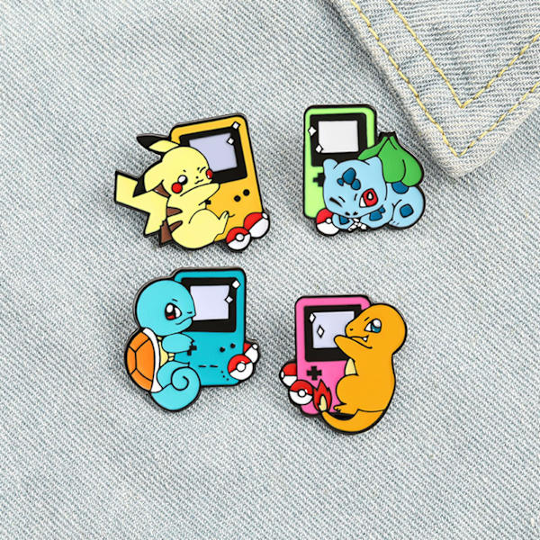 4-pack söta emaljerade lapel-nålar