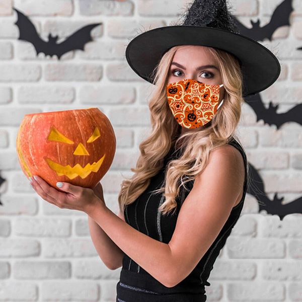 Engångs Halloween-mask för vuxna, 3-lagers spöke pumpa mask, 20
