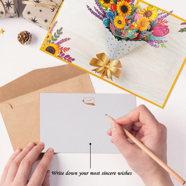 1 st. Blomster Pop Up Gratulationskort 3D Blomster Pop Up Kort