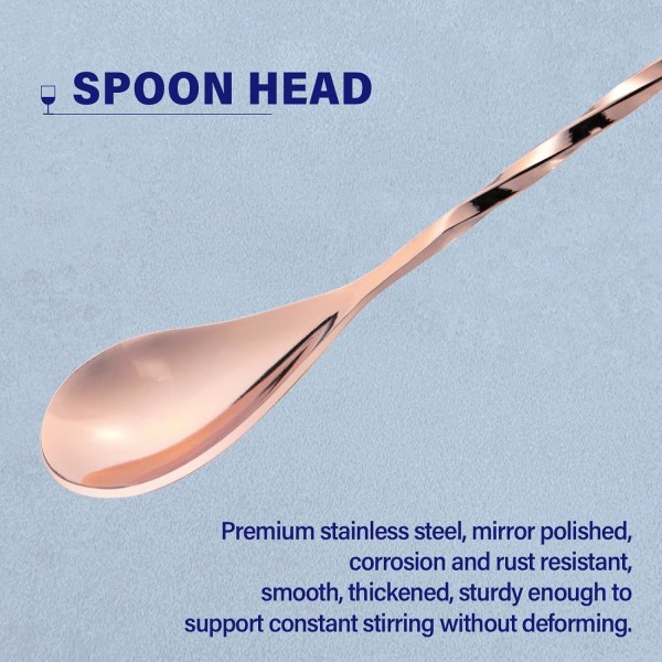 2 st 12 tum Bar Spoon, Långskaftad Blandningsomrörare för Dryck, Roséguld