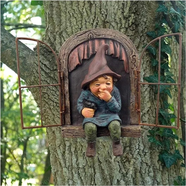 Utomhus trädgårdsstaty Fairy Garden Ornament, Lustiga trädgården