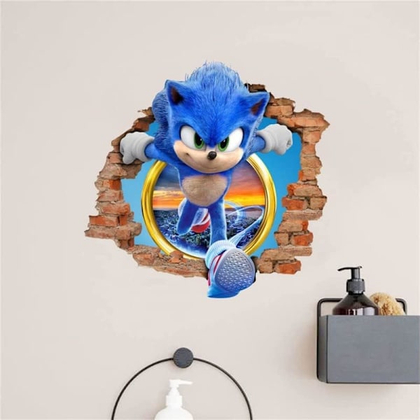 Sonic-seinäkoristetarra, lasten sarjakuvamakuuhuoneen taustaseinän sisustus itseliimautuva seinätarra, siilivideopeilitarra syntymäpäiväjuhlien tarvikkeet