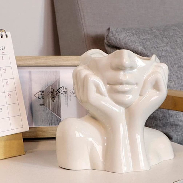1 Stk Menneskelig Keramisk Vase Kropsform Kunstvase Skandinavisk Hjem
