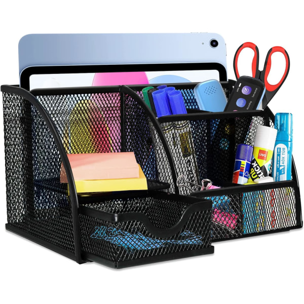 1pcs（Black）Desk Tidy, Metal Mesh Desk Organizer, Space Saving