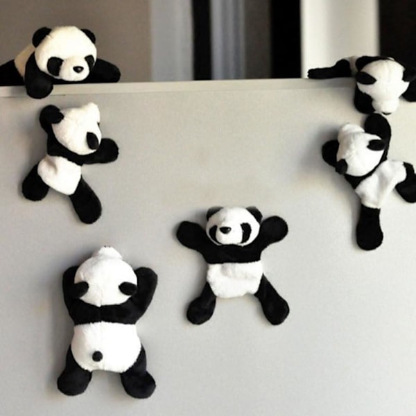 1 stk Kreativ Tegneserie Myk Plysj Panda Kjøleskap Magnet 3D Kjøleskap Magnetiske Klistremerker Kontor Whiteboard Klistremerker Barn Julegaver Kjøleskap Melding Holder Hjemmedekor Svart + Hvit