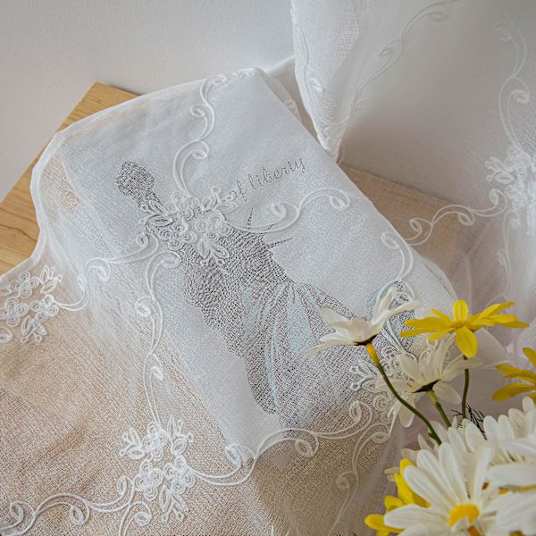 Vit 132*114 Avdelare Dörr Gardin Voile - Extra Lång Voile Gardin Ögla Topp Skjutdörr Partition Tjocka Gardiner Sekretess Skyddad Nät Gardin,