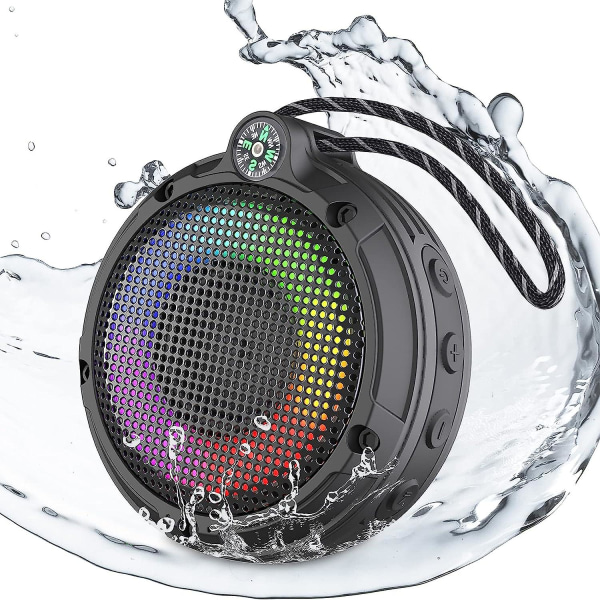 Waterproof Bluetooth Shower Speaker, IPX7 Portable Outdoor Waterproof Radio Speaker with LED Light, 8W and 24 Hours Battery Life, Swimming Pool