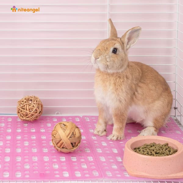 2-pack Kaninburfästen med 4 Fästflikar (Rosa)