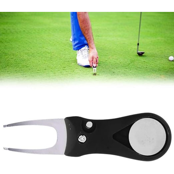 Sort golfgaffel, golf reparationsværktøj, golfforårsudgravningsreparation