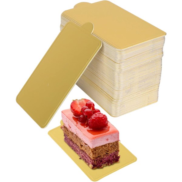 100 kageplader, gyldne rektangulære mousse kage pap plader