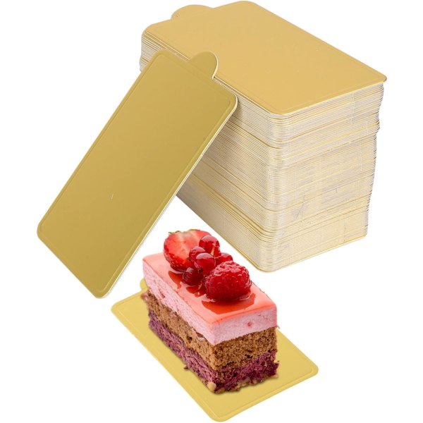 100 tårtfat, gyllene rektangulär mousse tårtfat i kartong