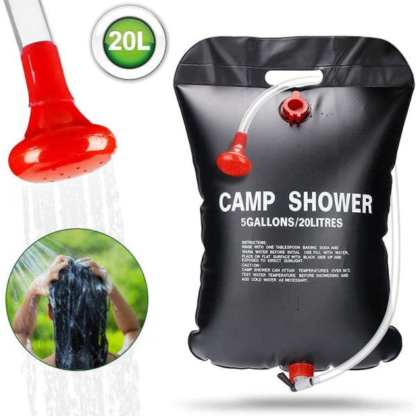 1 st Solarduschväska för Camping, 20L Bärbar Vikbar Utomhus