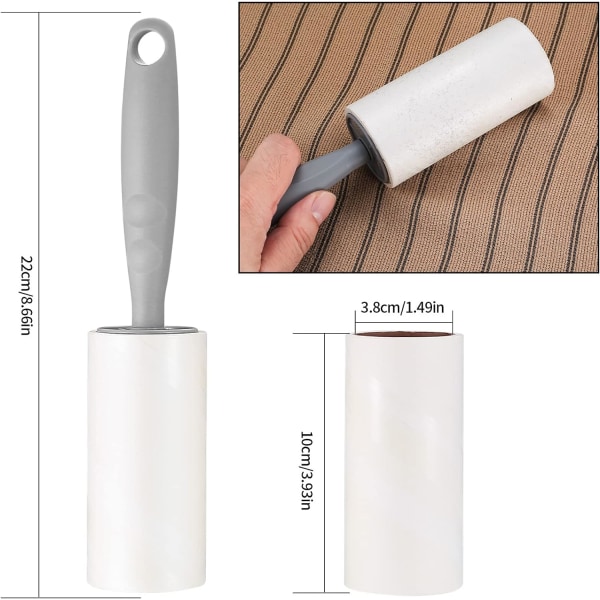 2 stk. Lint Roller med 6 Ekstra Klæbrige Lint Roller Sæt, Klæbrig