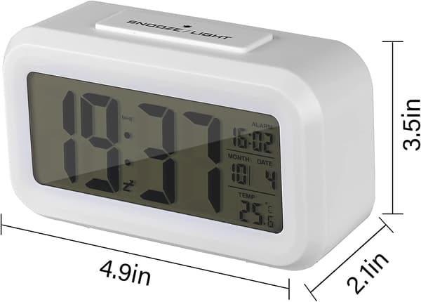Väckarklocka med siffror, Digital LED-smartklocka för sömn, visar datum och temperatur på skärmen, med