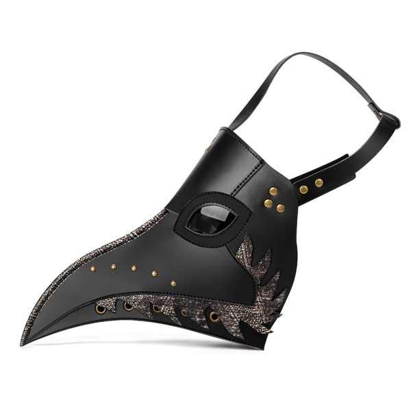 Ruttolääkärin naamio pitkällä nokalla, linnun nokka naamio, niitit, steampunk