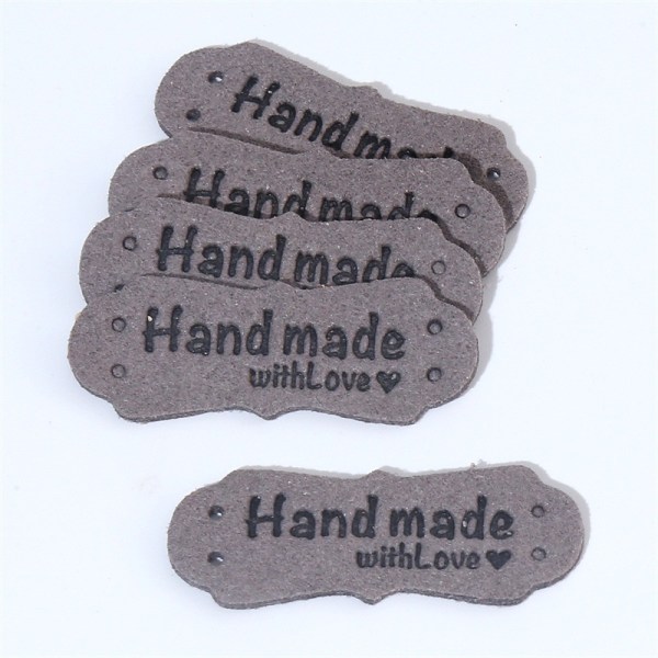 100 pieces colorful label handmade love two holes embossed suede