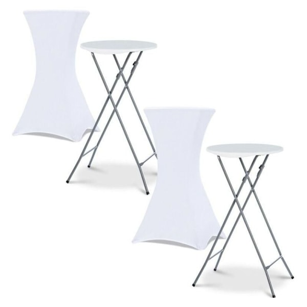 Set med 2 svarta överdrag till 110 CM fällbart högt bord (vitt)