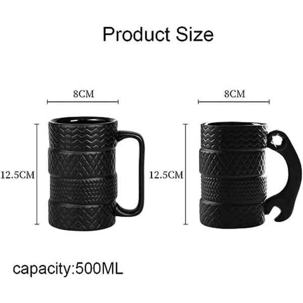 1 sort 500ml kreativ dækformet keramisk kop keramisk hjul