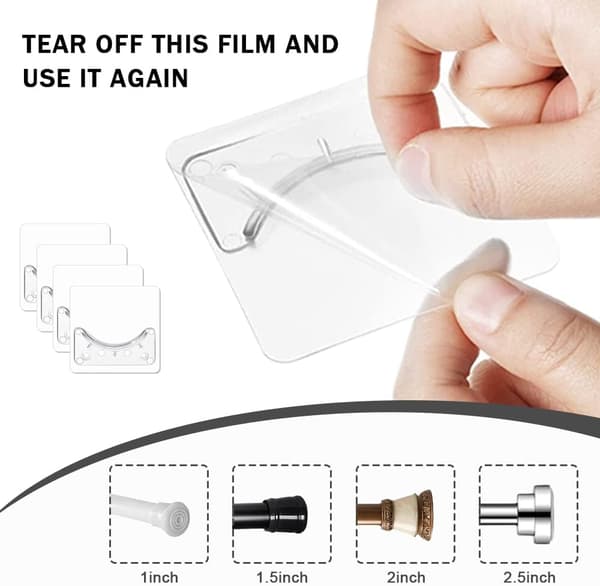 4-pack transparent duschdraperi stångfäste, väggmonterat