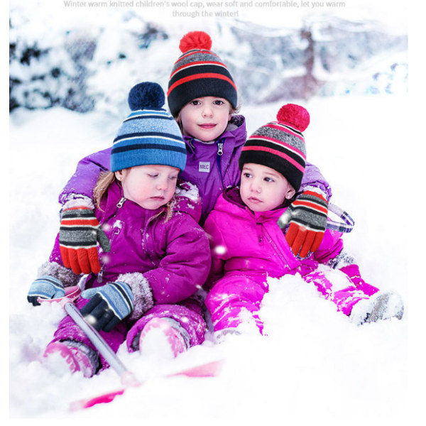 Børns vinterhat Snood Neck Warmer Handsker Sæt Børnenes