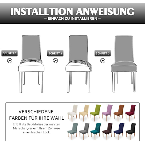 4 stycken, Stretch matstolsöverdrag tvättbart modern stol