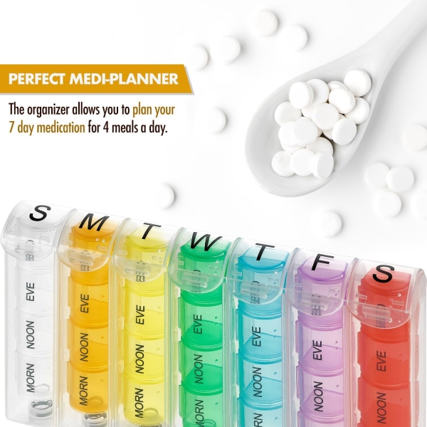 1 kpl (seitsemän väriä) Viikoittainen Pill Organizer - Pill Planners for